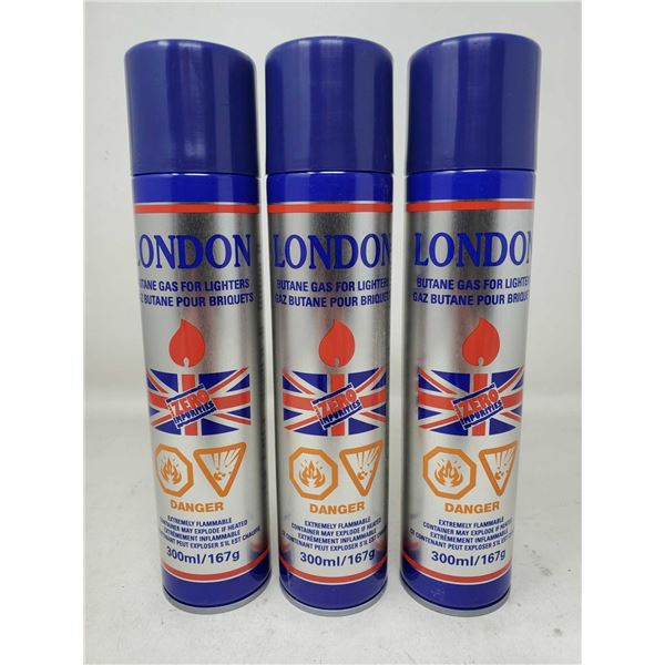 London Butane Gas For Lighters (3 X 300ML)