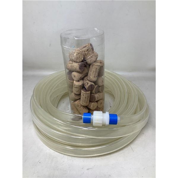 Lot of corks and tubing accessories for wine making