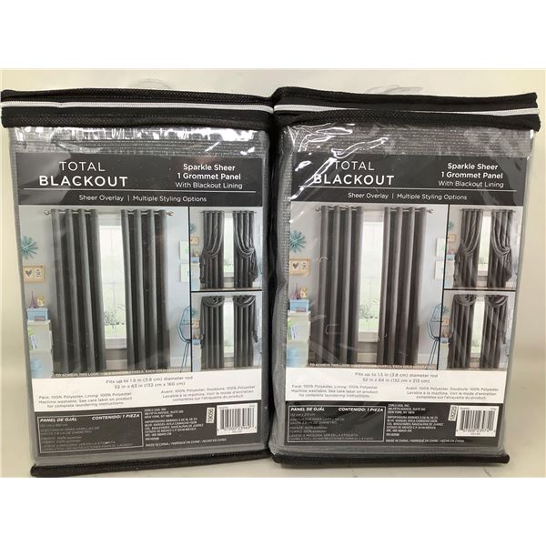 Total Blackout Sparkle Sheer 1 Grommet Panel Lot Of 2