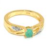 Image 1 : Gold plated Silver Emerald White Topaz(3ct) Gold Rhodium Plated Ring (~weight 3.2g)