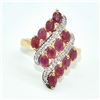 Image 1 : Gold plated Silver Ruby White Topaz(13.5ct) Gold Rhodium Plated Ring (~weight 4.7g)
