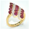 Image 3 : Gold plated Silver Ruby White Topaz(13.5ct) Gold Rhodium Plated Ring (~weight 4.7g)