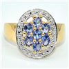 Image 1 : Gold plated Silver Tanzanite White Topaz(9ct) Gold Rhodium Plated Ring (~weight 4.25g)