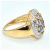 Image 2 : Gold plated Silver Tanzanite White Topaz(9ct) Gold Rhodium Plated Ring (~weight 4.25g)