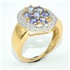 Image 3 : Gold plated Silver Tanzanite White Topaz(9ct) Gold Rhodium Plated Ring (~weight 4.25g)