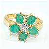 Image 1 : Gold plated Silver Emerald White Topaz(14.5ct) Gold Rhodium Plated Ring (~weight 3.95g)