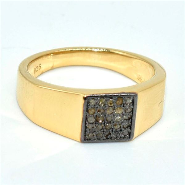 Gold plated Silver Diamond(1.25ct) Gold Rhodium Plated Ring (~weight 4.4g)