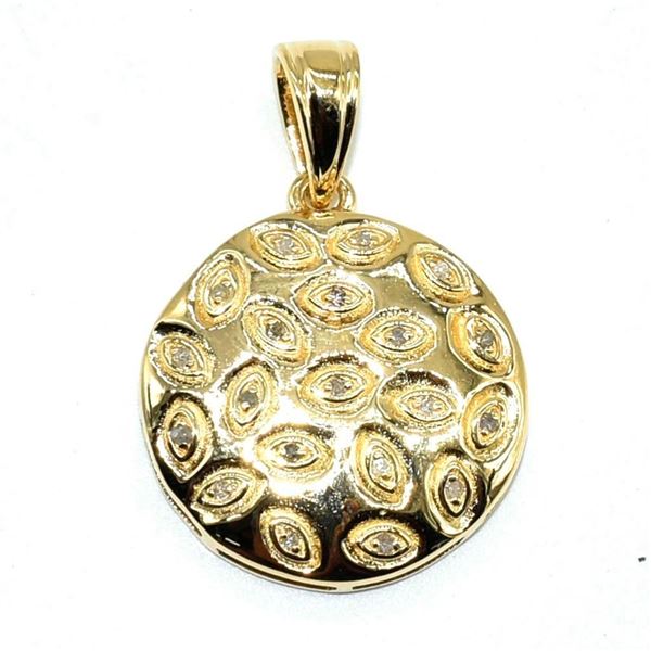Gold plated Silver Diamond(1ct) Gold Rhodium Plated Pendant (~weight 4.25g)