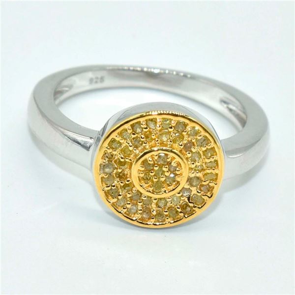 2-toned Silver Diamond(1.5ct) Rhodium Plated Ring (~weight 3.3g)