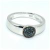 Image 1 : Silver Blue Diamond(0.75ct) Rhodium Plated Ring (~weight 2.85g)
