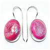 Image 1 : Silver Pink Druzy(1.1ct) Hand Made Earrings (~weight 8.9g)