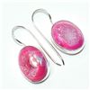 Image 2 : Silver Pink Druzy(1.1ct) Hand Made Earrings (~weight 8.9g)