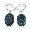 Image 1 : Silver Green Druzy(76.5ct) Hand Made Earrings (~weight 5.65g)