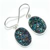 Image 2 : Silver Green Druzy(76.5ct) Hand Made Earrings (~weight 5.65g)