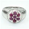 Image 1 : Silver Ruby (9ct) Rhodium Plated Ring (~weight 8.35g)
