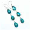 Image 2 : Silver Blue Copper Turquoise(67.5ct) Hand Made Earrings (~weight 8g)
