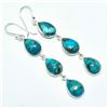 Image 3 : Silver Blue Copper Turquoise(67.5ct) Hand Made Earrings (~weight 8g)