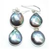 Image 1 : Silver Black Pearl(85.5ct) Hand Made Earrings (~weight 11.05g)