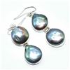 Image 2 : Silver Black Pearl(85.5ct) Hand Made Earrings (~weight 11.05g)