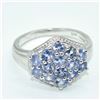 Image 1 : Silver Tanzanite(9ct) Rhodium Plated Ring (~weight 3.85g)