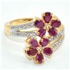 Image 1 : Gold plated Silver Ruby White Topaz(14.5ct) Gold Rhodium Plated Ring (~weight 4.65g)