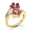 Image 3 : Gold plated Silver Ruby White Topaz(14.5ct) Gold Rhodium Plated Ring (~weight 4.65g)