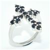 Image 3 : Silver Blue Sapphire(9ct) Rhodium Plated Ring (~weight 3.6g)