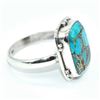 Image 2 : Silver Blue Copper Turquoise(36ct) Hand Made Ring (~weight 3.9g)