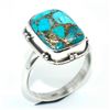 Image 3 : Silver Blue Copper Turquoise(36ct) Hand Made Ring (~weight 3.9g)