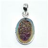 Image 1 : Silver Rainbow Druzy(58.5ct) Hand Made Pendant (~weight 4.05g)