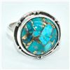 Image 1 : Silver Blue Copper Turquoise(40.5ct) Hand Made Ring (~weight 4.35g)