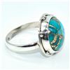 Image 2 : Silver Blue Copper Turquoise(40.5ct) Hand Made Ring (~weight 4.35g)