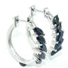 Image 1 : Silver Blue Sapphire(14.5ct) Rhodium Plated Earrings (~weight 6.35g)