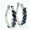 Image 2 : Silver Blue Sapphire(14.5ct) Rhodium Plated Earrings (~weight 6.35g)