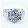 Image 1 : Silver Tanzanite(9ct) Rhodium Plated Ring (~weight 3.9g)