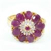 Image 1 : Gold plated Silver Ruby White Topaz(18ct) Gold Rhodium Plated Ring (~weight 4.9g)