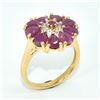 Image 3 : Gold plated Silver Ruby White Topaz(18ct) Gold Rhodium Plated Ring (~weight 4.9g)