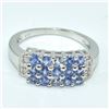 Image 1 : Silver Tanzanite White Topaz(9.75ct) Rhodium Plated Ring (~weight 3.6g)