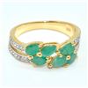 Image 1 : Gold plated Silver Emerald White Topaz(9ct) Gold Rhodium Plated Ring (~weight 3.35g)