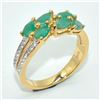 Image 3 : Gold plated Silver Emerald White Topaz(9ct) Gold Rhodium Plated Ring (~weight 3.35g)