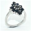 Image 3 : Silver Blue Sapphire(12.25ct) Rhodium Plated Ring (~weight 3.26g)