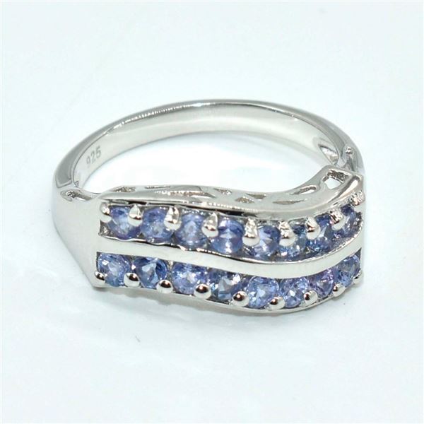 Silver Tanzanite(6.75ct) Rhodium Plated Ring (~weight 3.2g)