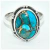 Image 1 : Silver Blue Copper Turquoise(36ct) Hand Made Ring (~weight 3.75g)