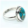 Image 2 : Silver Blue Copper Turquoise(36ct) Hand Made Ring (~weight 3.75g)