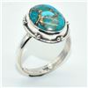 Image 3 : Silver Blue Copper Turquoise(36ct) Hand Made Ring (~weight 3.75g)