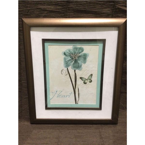 FRAMED ARTWORK from show home - FLORAL HEART- 15 X 17 inches
