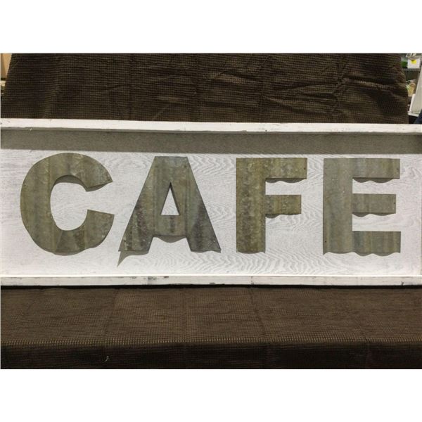 FRAMED ARTWORK from show home - Tin Cafe Sign 16 x 43 inches
