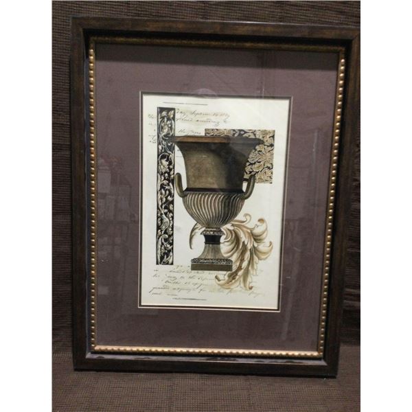 FRAMED ARTWORK from show home -Roman Vase  23 x 29 inches