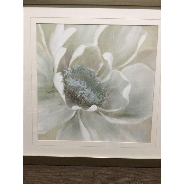 FRAMED ARTWORK from show home -White lily  34 x 34 inches