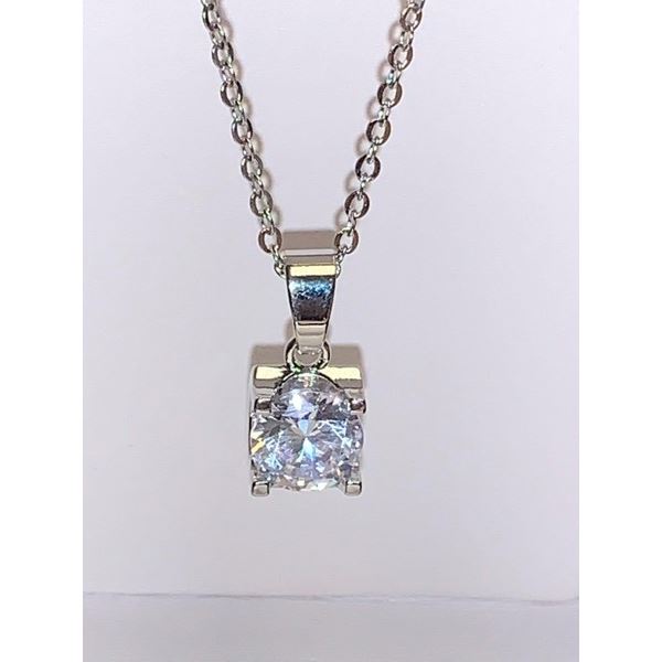 Brilliant Cut Solitaire .95 Carat Stone Pendant with Chain set